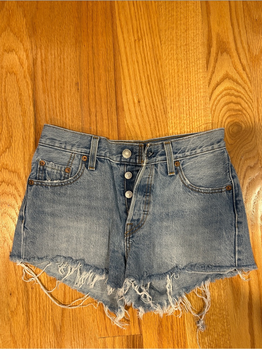 Levi's Light Blue Distressed Denim Shorts